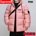 【数量限定】2024 SUPREME 2024冬新作ファッションブランドBレター総プリントコットンコート フード付き厚手パンツジャケット【ピンク】