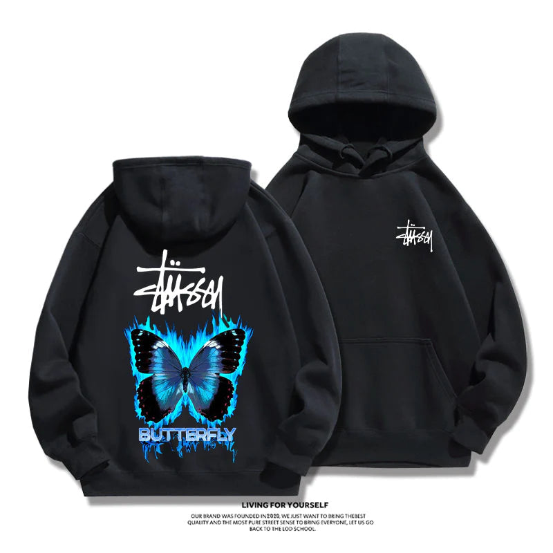 STUSSY purple butterfly hoodie