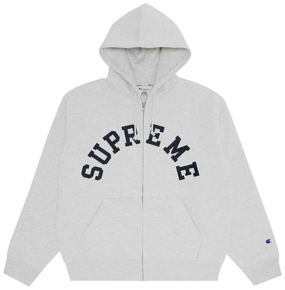 Supreme x Champion Zip Up Hooded Sweatshirt 'Ash Grey'