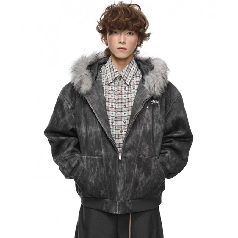 STUSSY American retro trendy hooded down jacket（ユニセックス）