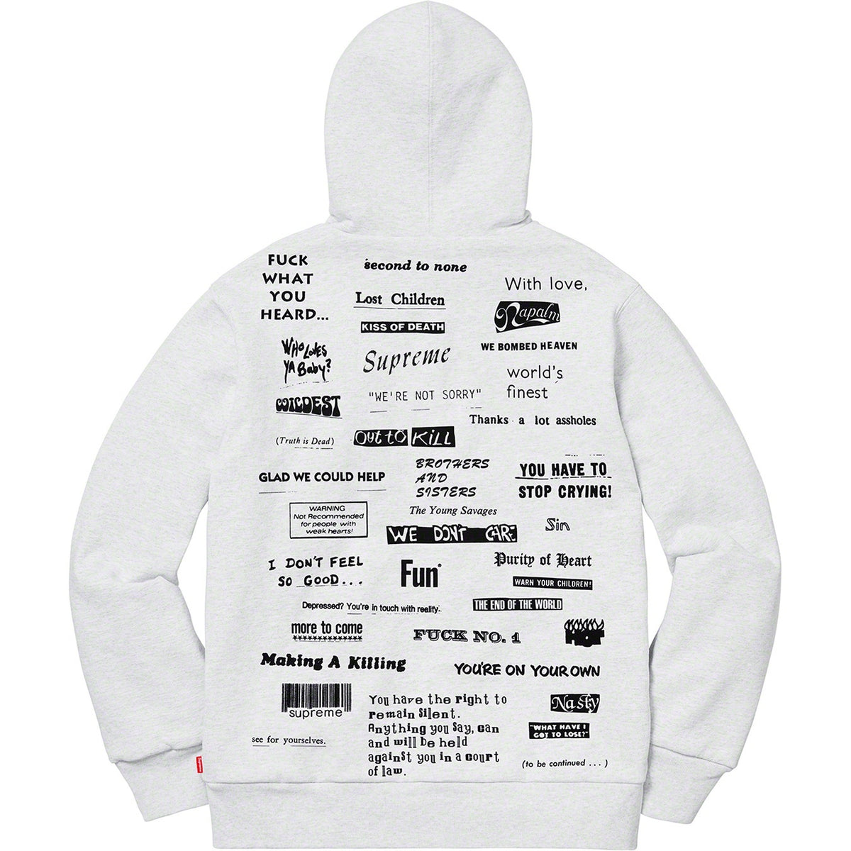 Supreme® 19FW Stop Crying Hooded Sweatshirt