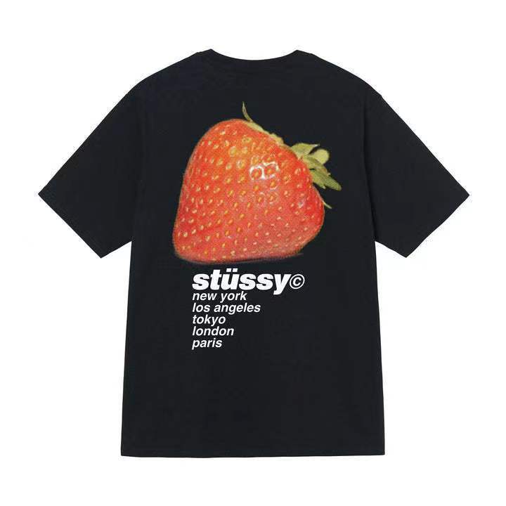 STUSSY strawberry print series T-shirt