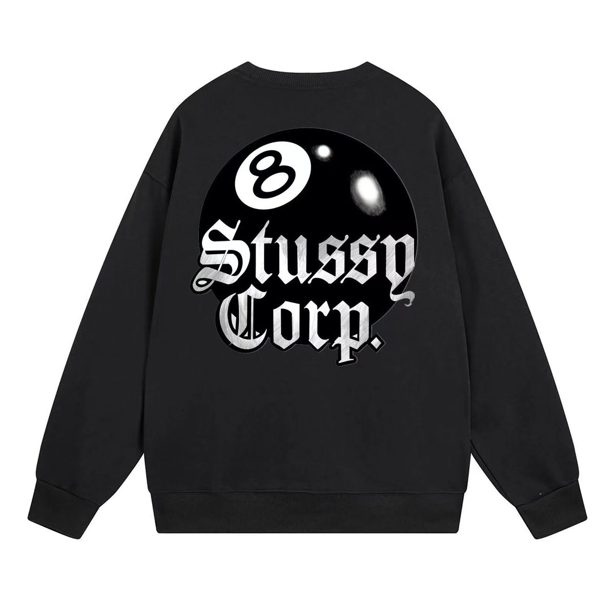 STUSSY black size 8 casual round neck long sleeves