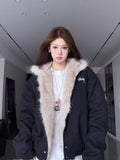 STUSSY American retro trendy hooded down jacket（レディー）