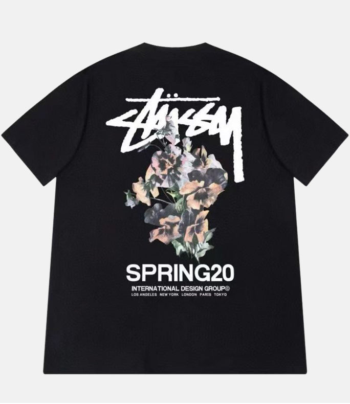 STUSSY Spring flowers print T-shirt