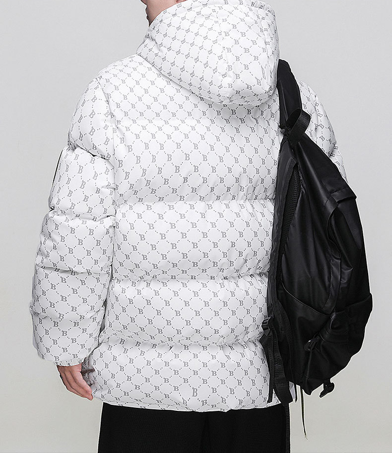 【数量限定】2024 SUPREME 新作冬トレンドブランド B文字総プリントコットンコート フード付き厚手パンツジャケット【ホワイト】