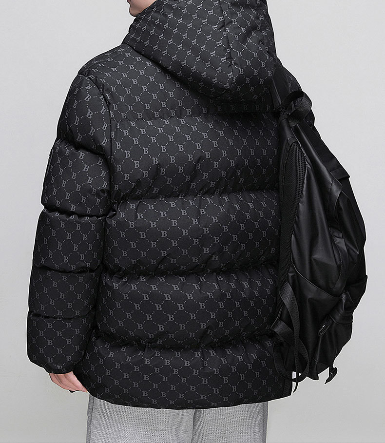 【数量限定】2024SUPREME 冬の新作トレンドブランドBレター総プリント綿服フード付き厚手パンジャケット【ブラック】