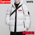 【数量限定】2024 SUPREME 新作冬トレンドブランド B文字総プリントコットンコート フード付き厚手パンツジャケット【ホワイト】