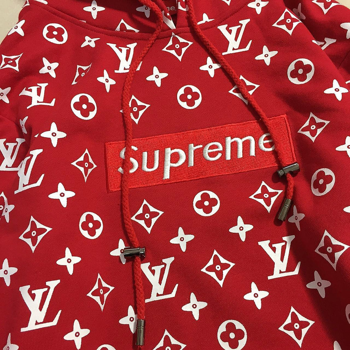 大人気ブランド supreme x Louis vuitton パーカー レッド